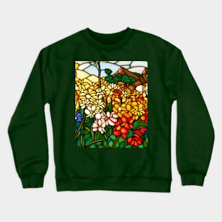 Stained Glass Colorful Mountain Flowers Crewneck Sweatshirt